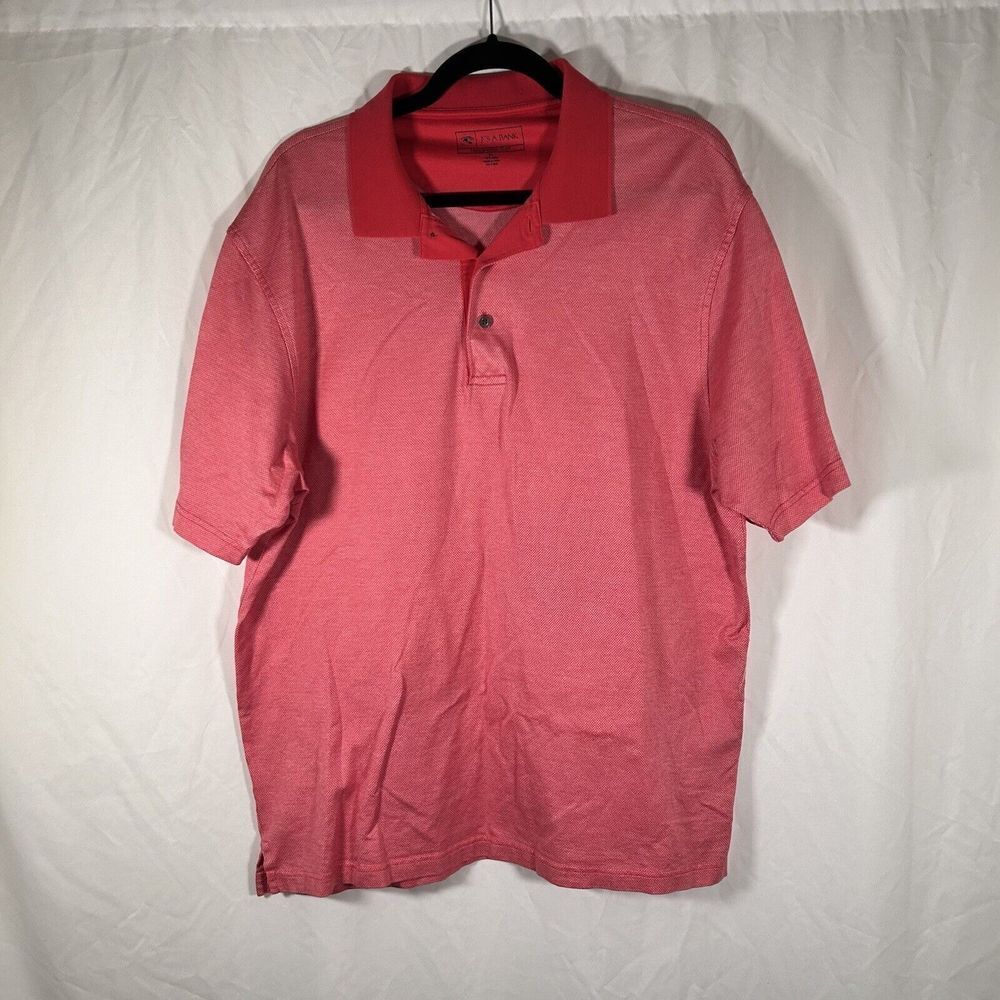 Jos. A Bank Shirt Men's XL Red Short Sleeve Polo 1/4 Button Collared